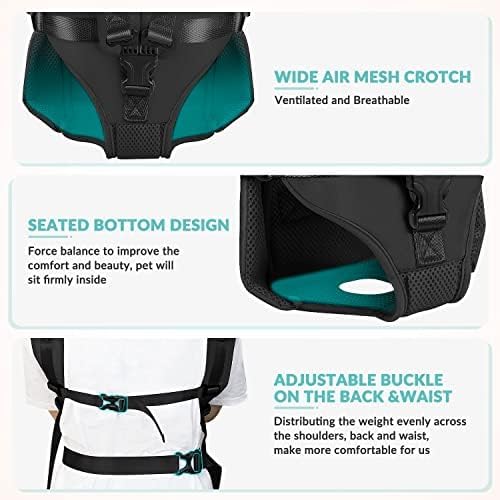 Lukovee Dog Backpack Carrier, Legs Out Easy-fit Dog Front Carrier for Small Medium Dogs,Adjustable Hands Free Dog Chest Carrier for Hiking Cycling (Black,X-Large)