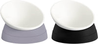 17 oz Raised Cat Food Bowls, Adjustable-Angle Pet Bowls - Milky White, Black & Milky White, Grey