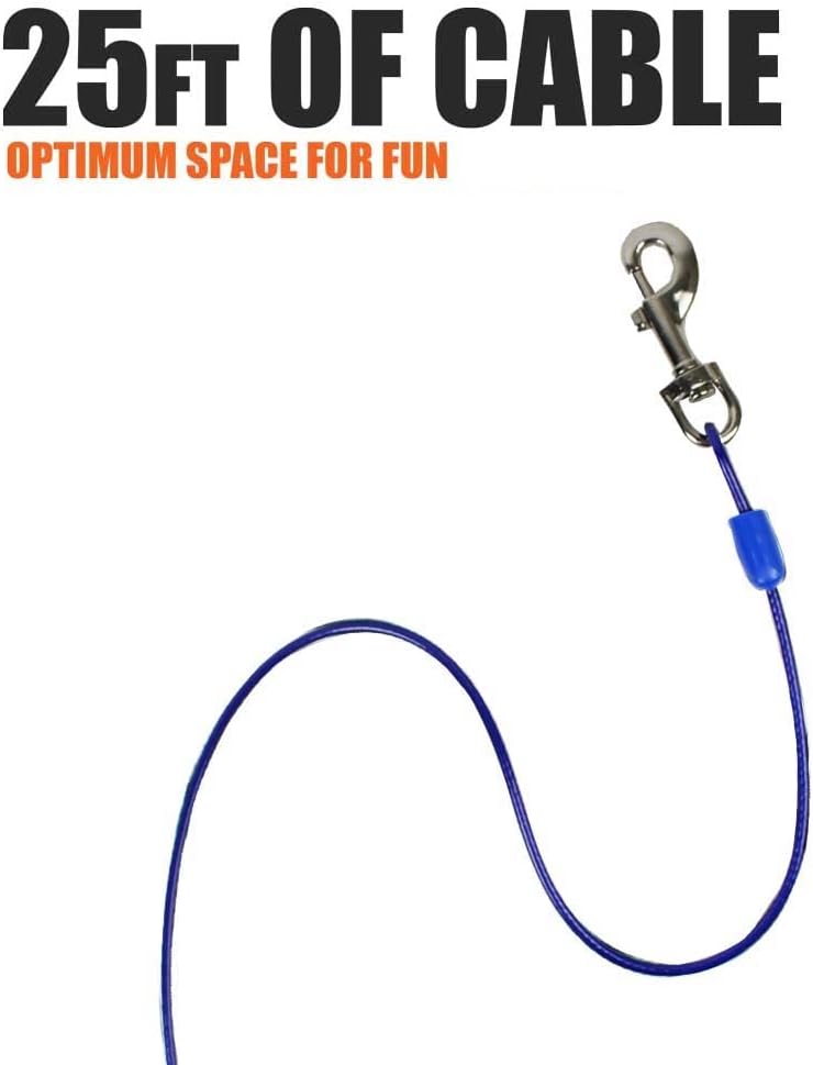 BV Dog Tie Out Cable 30 Feet - 60lbs/ 25ft/ Blue / Single - image 3