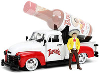 1953 Chevrolet Pickup Truck White and Red with Charro Man Diecast Figurine "Tapatio" 1/24 Diecast Model Car by Jada