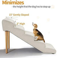 Senneny Imitation Linen Faux Leather Dog Stairs - Light Beige（4 stairs） - image 2
