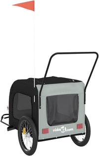 Tidyard Pet Bike Trailer Black and Gray Oxford Fabric and Iron Pet Bicycle Carrier, Animal Bike Stroller for Cat, Puppy, Dog, Outdoor, Travel