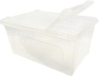Happy Habitat - Ventilated Enclosure & Breeder Box - for Live Feeder Insects, Reptiles, Amphibians & Other Small Pets - Durable Plastic Portable Terrarium (Medium)