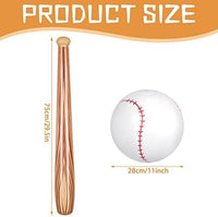 Lewtemi inflatable baseball set with two wood grain bats and one inflatable baseball - view 8
