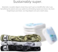 Pet Parents® Washable Dog Diapers (3pack) + Extendrs® of Durable Doggie Diapers, Premium Dog Diapers Female & Male (X-Large, Camo)