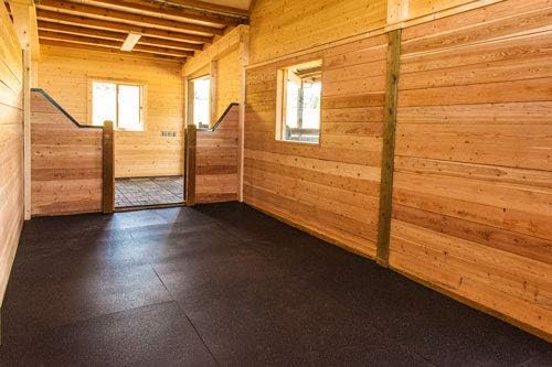 American Heavy Duty Stall Mats - Stable/Horse Mats - Thick, Durable Rubber Flooring - Solid Black 14' x 20' Set 3/4" Thick (70 Tiles Total)