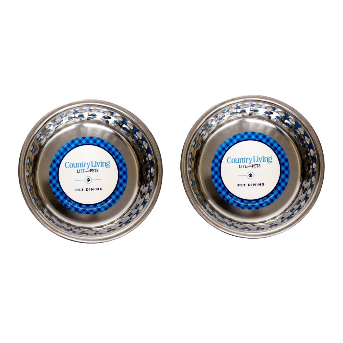 Country Living Set of 2 Hammered Stainless Steel Dog Bowls – Lavender - BIG FRENCHIES
