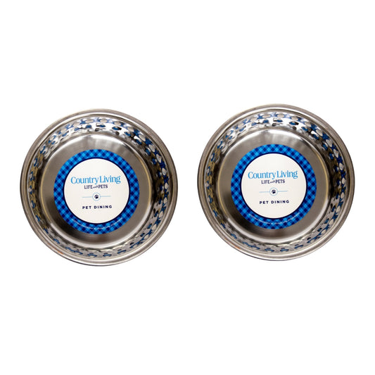 Country Living Set of 2 Hammered Stainless Steel Dog Bowls – Lavender - BIG FRENCHIES