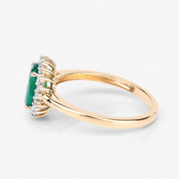 1.34 Carat Genuine Zambian Emerald and White Diamond 14K Yellow Gold Ring