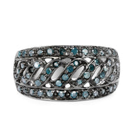 0.60 Carat Genuine Blue Diamond .925 Sterling Silver Ring