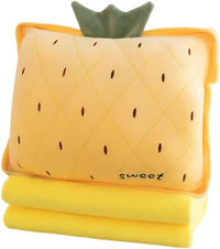 Rikyo pink strawberry travel pillow with a plush blanket folded inside a zip pouch - view 5
