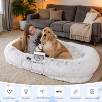 Human Dog Bed, Washable Faux Fur Dog Bed for People Doze Off, Napping Orthopedic Dog Bed,71''x45''x14'' Size Fits You an