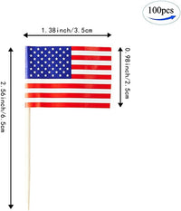 mflagperft 100-pack American flag toothpicks with double-sided paper USA flags on wooden picks - view 36