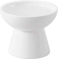 Extra Wide Elevated Ceramic 6.2" Shallow Cat Food Bowl – Essentials for Cats - White-Deeper