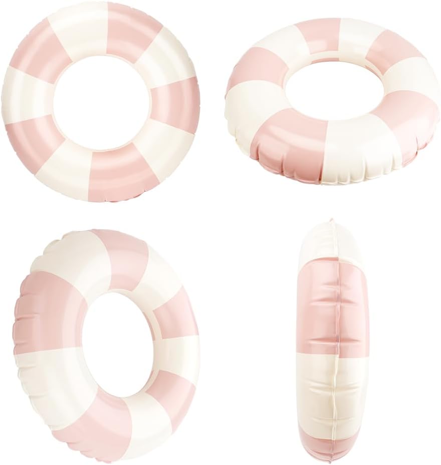 Rugwioyu pool tubes for kids, two round blue and white inflatable swim rings - view 20