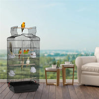 41''H Open Top Metal Birdcage with Slide-Out Tray and Feeders, Black - BIG FRENCHIES