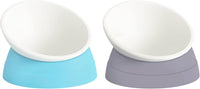 17 oz Raised Cat Food Bowls, Adjustable-Angle Pet Bowls - Milky White, Light blue & Milky White, Grey