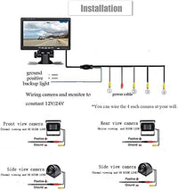 Backup Camera Kit 7 inch 4-Spilt Monitor Rear View Cameras with IP 67 Waterproof 18 IR Night Vision Car Camera for Tucks, RVs,Trailers,Bus,Vans + 4pcs 10m/393.7inch Cables