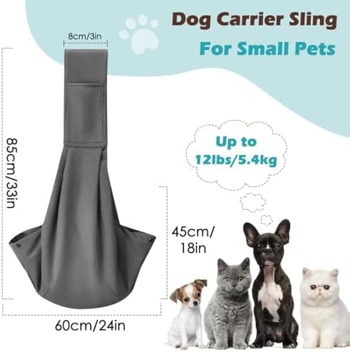 Pawaboo Small Dog Sling Carrier – Essentials for Dogs - D-Dark Gray - image 2