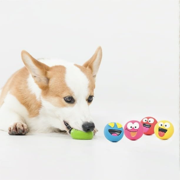 5pk Emoticon Latex Dog Toy - image 3