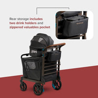 Pet Two Foldable Cart - Adjustable & Portable Pet Stroller with Caddy, Foam Filled Rubber Wheels, Storage - Carriage for Small & Medium Dogs, Cats Under 75 lbs