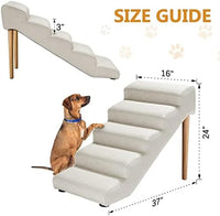 Senneny Imitation Linen Faux Leather Dog Stairs - Light Beige（5 stairs） - image 3