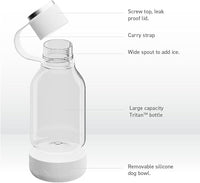 Asobu Buddy Bottle a Stainless Steel Insulated Water Bottle for with Removable Dog Water Bowl and Dog Food and Treat Storage Bowl (White, Tritan 50 oz Water Bottle with Bowl)