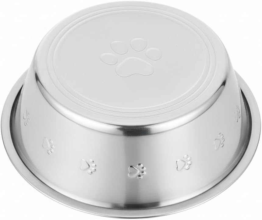 Pet Feeder Stainless Steel Dog Bowls Replacement 8" Diameter 2-Pack – Essentials for Dogs - 2.5 cup (Embossed) / Double Pack - image 4