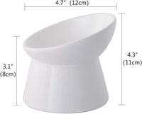 Elevated Cat Bowls, 15° Tilted Ceramic Cat Food Bowl - White / Small - image 2