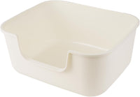 Large Cat Litter Box with High Sides, Cat Boxes for Indoor Cats - Long Side Entry-White