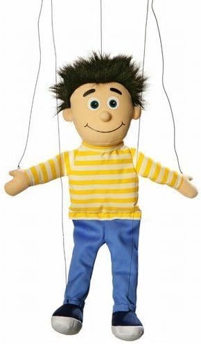 Silly Puppets Bobby boy marionette string puppet with control bar, about 24 inches with strings