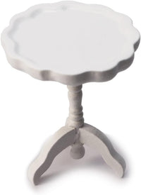 Cutemini 1:12 scale wooden dollhouse end table, round side tea table in white