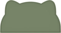 Cat Food Mat, Silicone Non Slip Dog Bowl Mat Waterproof Cat Feeding Mat Stop Food Spills and Water - Olive Green / 17"L x 10"W