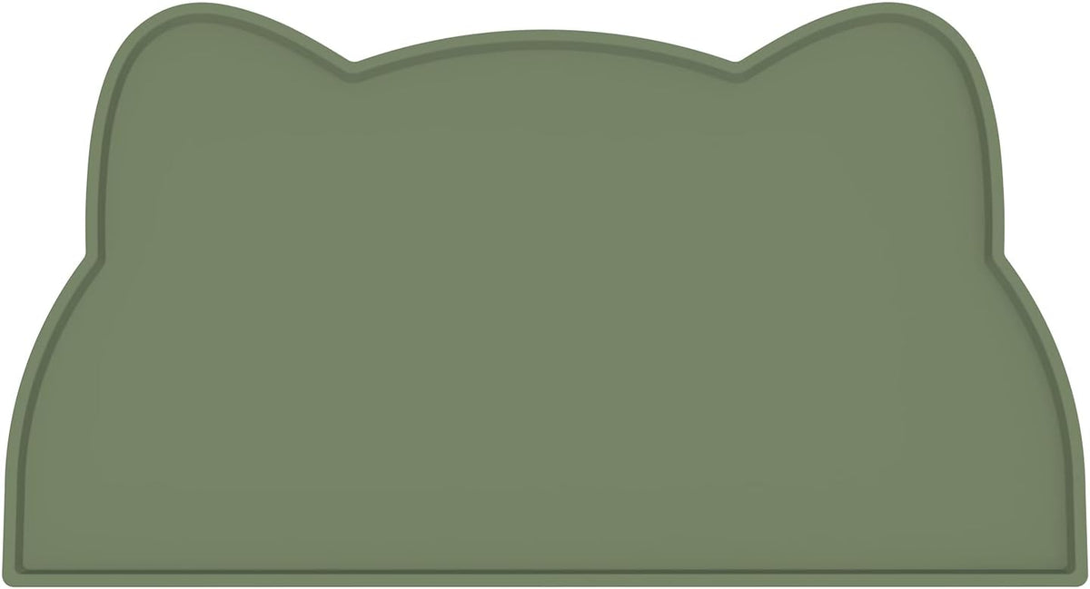 Cat Food Mat, Silicone Non Slip Dog Bowl Mat Waterproof Cat Feeding Mat Stop Food Spills and Water - Olive Green / 17"L x 10"W