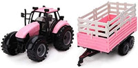 Toyland Friction Powered Farm Tractor with Trailer - Pink Tractor & Trailer - image 3