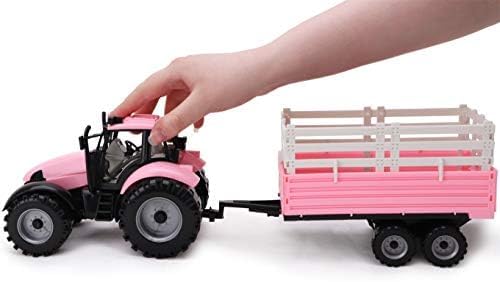 Toyland Friction Powered Farm Tractor with Trailer - Pink Tractor & Trailer - image 4