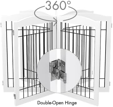 Spirich Free Standing Foldable Wire Pet Gate for Dogs, 80 inches Extra Wide, 30 inches Tall 4 Panels Dog Gate for the House, Doorway, Stairs, Pet Puppy Safety Fence,Set of Support Feet Included, White
