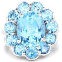 8.77 Carat Genuine Swiss Blue Topaz .925 Sterling Silver Ring