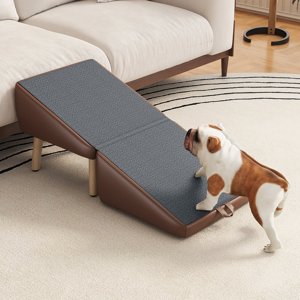 (UPGRADED) Dog Stairs for Small Dogs and Cats, Dog Ramp for Couch and Bed, Foldable 2-in-1 Wooden Pet Steps for Puppy, S