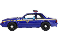 1988 Ford Mustang "New York State Police" Blue with Yellow Stripes and Blue Interior "Hot Pursuit" Series 8 1/64 Diecast Model Car by Greenlight