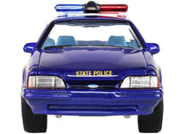 1988 Ford Mustang "New York State Police" Blue with Yellow Stripes and Blue Interior "Hot Pursuit" Series 8 1/64 Diecast Model Car by Greenlight