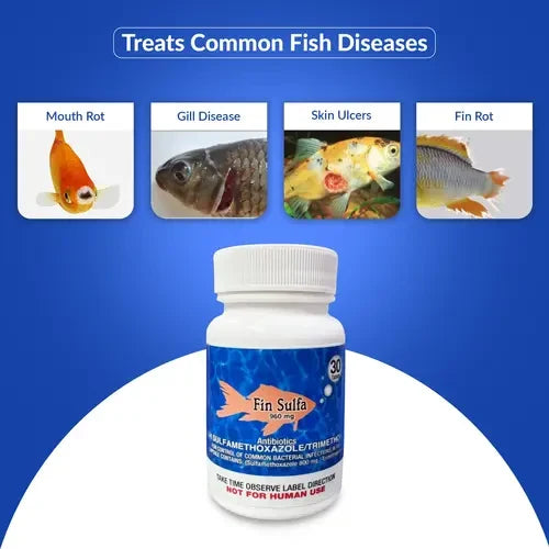 Fish Sulfa 960mg Tablets for Aquarium Fish – 30 Count – Water Care Support