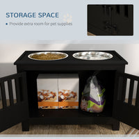 Dog Food Storage Cabinet with Bowls & Dog Feeding Station, Black