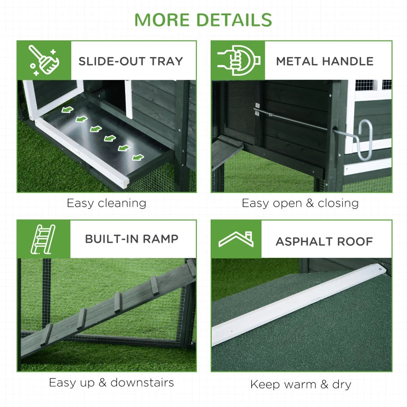 Wooden Chicken Coop, Hen House Outdoor With Run Nesting Box, Asphalt Roof, Removable Tray, Multiple Packages Shipped. Pl