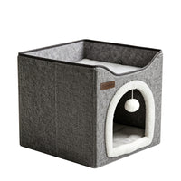 Arched Cat Bed In Green And Gray Color