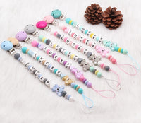 Modern Handmade Personalized Name Baby Pacifier Clips Silicone Pacifier Chain Wood Pacifier Holders For Pacifier For Baby Kids - BIG FRENCHIES