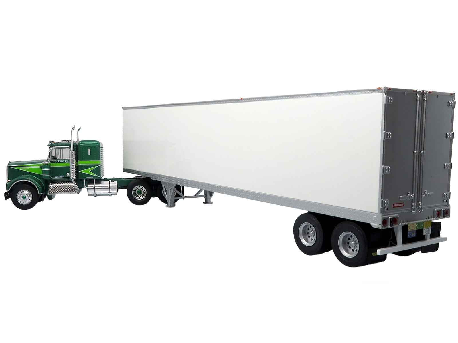 1976 Kenworth W900A Tractor with Dry Goods Trailer Green Metallic with Light Green Graphics "Vintage Heavy Haul Truck Collection" 1/43 Diecast Model by Iconic Replicas