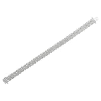 .925 Sterling Silver 3.0 Cttw Diamond Multi Row Cluster Slanted Wave Link 7-Â¼â€ Tennis Bracelet (I-J Color, I2-I3 Clarity)