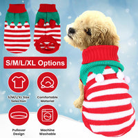 2 Patterns 4 Sizes Option-- 1Pc Pet Christmas Turtleneck Sweater Dog Cat Christmas Clothes Snowman Stripes Costume Winte