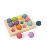 12 Pcs Wooden Balls with Tray – Pastel/Macaron Colors (1.4” Diameter) - BIG FRENCHIES